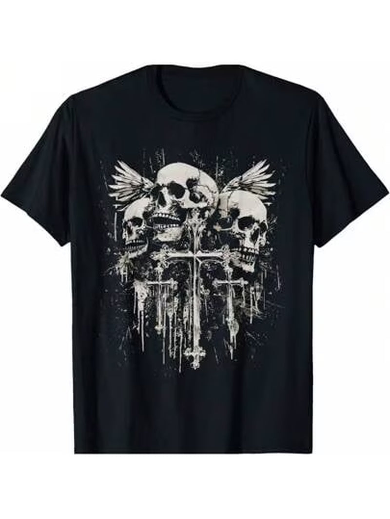 New Product Skull Cross Y2K Goth Alt Grunge Gothic Emo Aesthetic T-Shirt