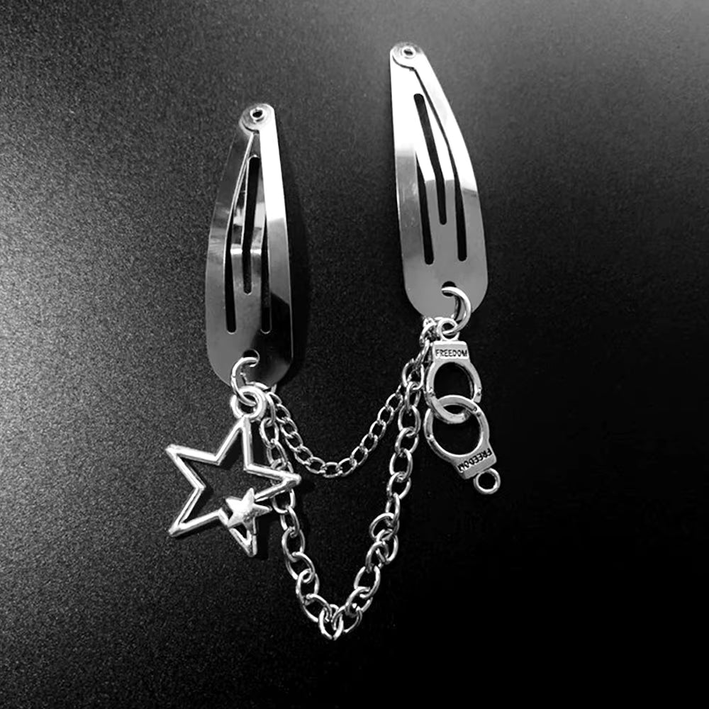 Ins Punk Gothic Y2K Retro Hair Clips for Girls Dark Spider Butterfly Skull Fashion Metal Chain Alt Emo Hairpin Accessories 2021